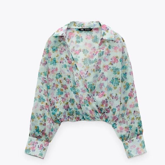 ZARA FLORAL PRINT BLOUSE - Picture 6 of 8
